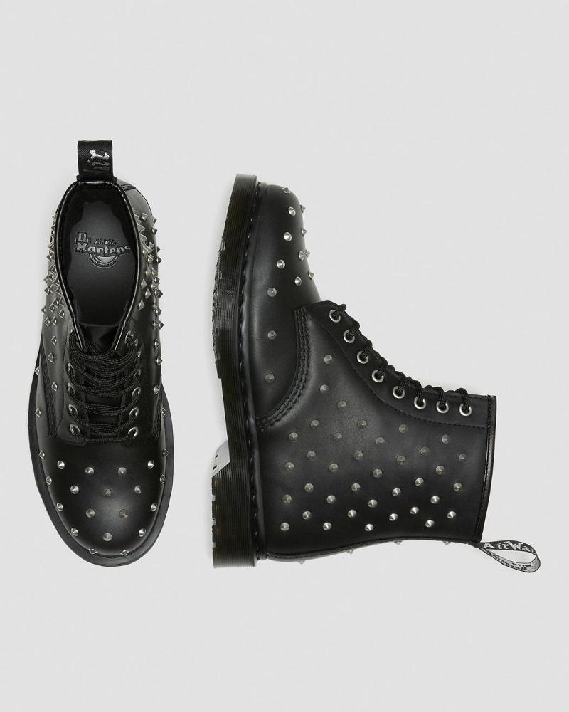 Dr Martens 1460 Stud Wanama Leren Veterlaarzen Heren Zwart | NL 273MQZ